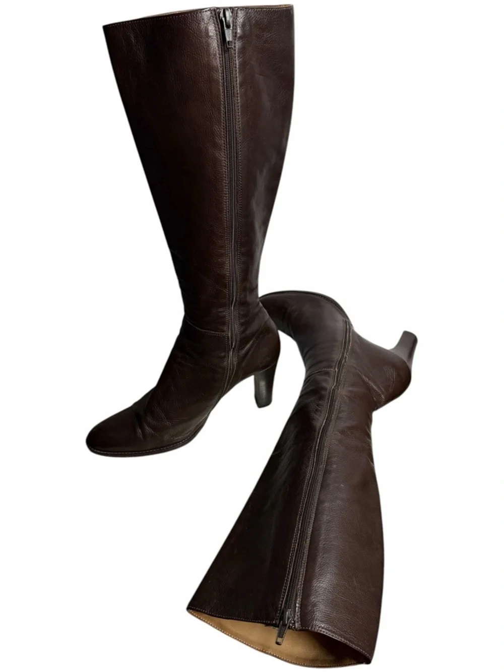 J. Crew Women’s Dark Brown Leather Knee-High Heeled Boots - Size 8 - Picture 8 of 14